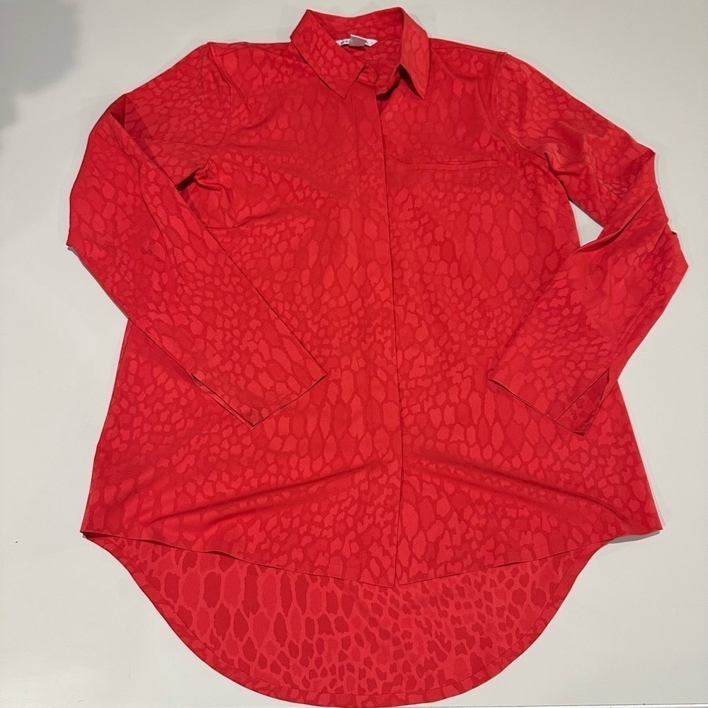 Athleta Red Long Sleeve Button-Up Shirt